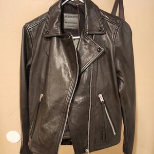All Saints Black Leather Biker Jacket